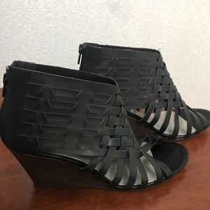 American Eagle, Black Sandal-Bootie Wedge Heel